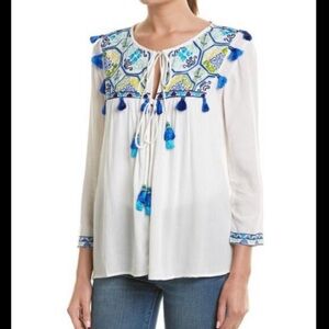 Hemant & Nandita embroidered tassel tie cape top